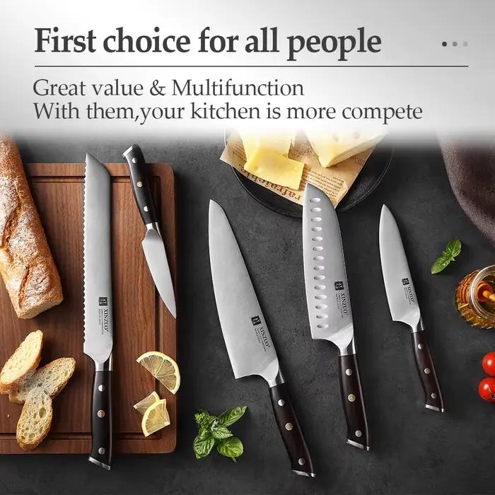 XINZUO 1 pièce-5 pièces ensemble de couteaux de cuisine allemand 1.4116 acier Chef couperet Santoku