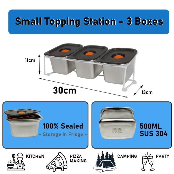 Pizzathome – récipient à condiments pour Pizza en acier inoxydable, Station de garniture pour le réf