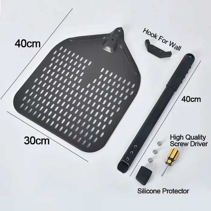12 "duro anodisé perforé Pizza Peel Rectangle Pizza tournant pelle ensemble aluminium Pizza Peel Pad