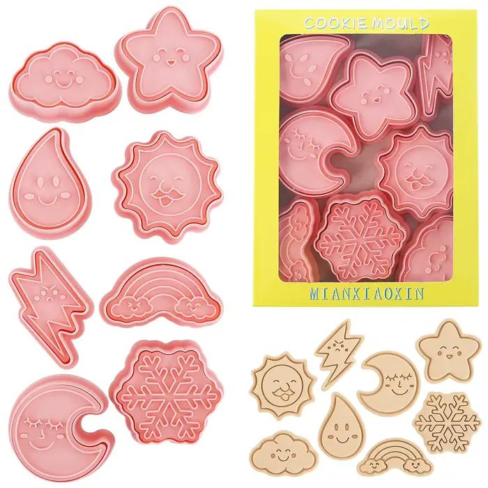 Emporte-pièces météo mignon, 8 pièces, arc-en-ciel, étoile, soleil, lune, moules à biscuits en forme