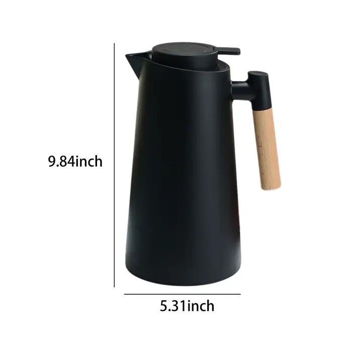 Carafe à café thermique sous vide à double paroi, pot thermos avec poignée en bois, bouilloire isolé