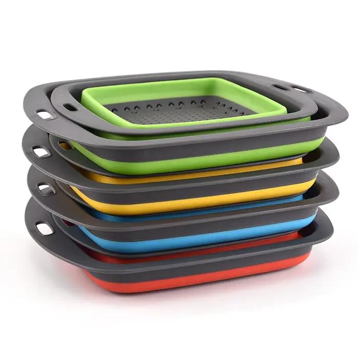 LMETJMA carré pliable passoire Silicone cuisine pliable passoire alimentaire légumes fruits crépines