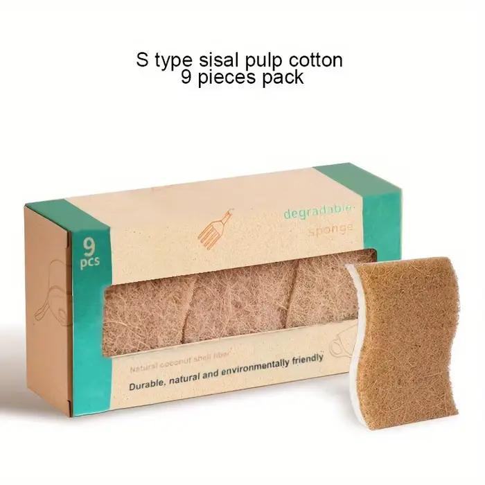 Éponge à vaisselle en pâte de bois naturelle, éponge sans rayures, facile à enlever les taches et la