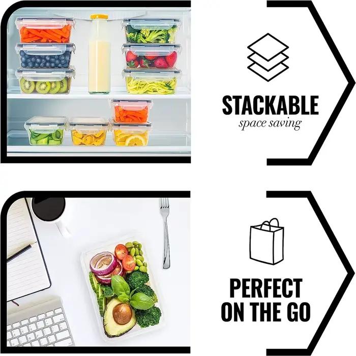 Ensemble de conteneurs alimentaires de cuisine, lavable au micro-ondes au lave-vaisselle sans BPA, 1