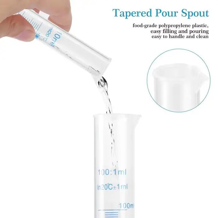 Cylindre de mesure en plastique 10/25/50/100/250/500ml, 1 pièce, cylindre gradué de laboratoire, tas