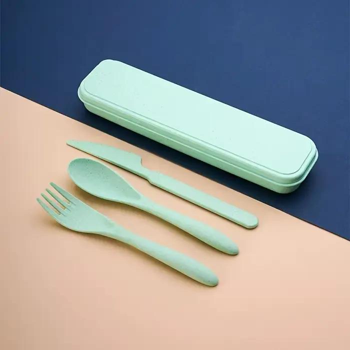 Ensemble de couverts couteau, fourchette et cuillère de voyage en plein air 3 pièces avec boîte de r