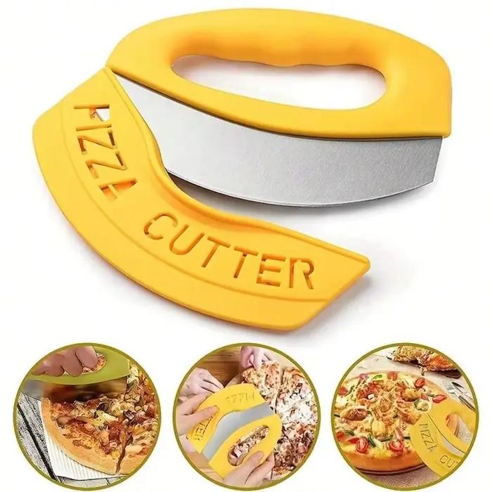 Coupe-Pizza en acier inoxydable avec couvercle, hachoir alimentaire, couteau à fromage aux herbes, a