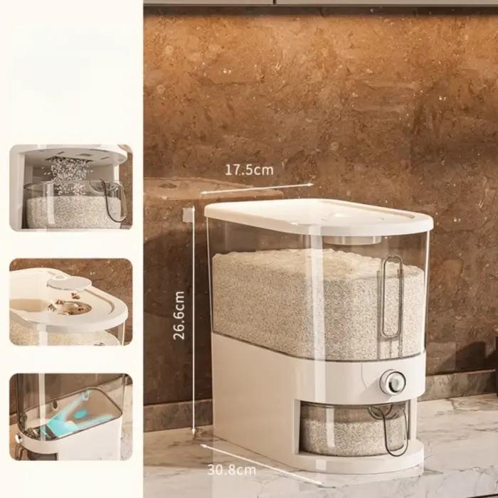 Nouveau Conteneur de Stockage de Riz Anti-Insectes 5/10KG, Boîte Scellée Anti-Humidité pour Riz, Dis
