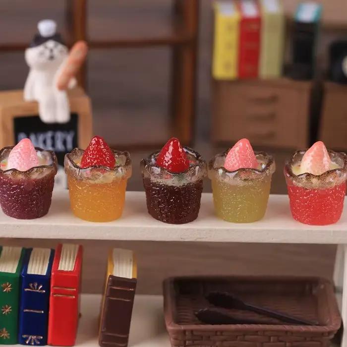 Lot de 5 mini-coupes de dessert croustillantes fraise Kawaii, accessoires DIY pour bijoux, artisanat