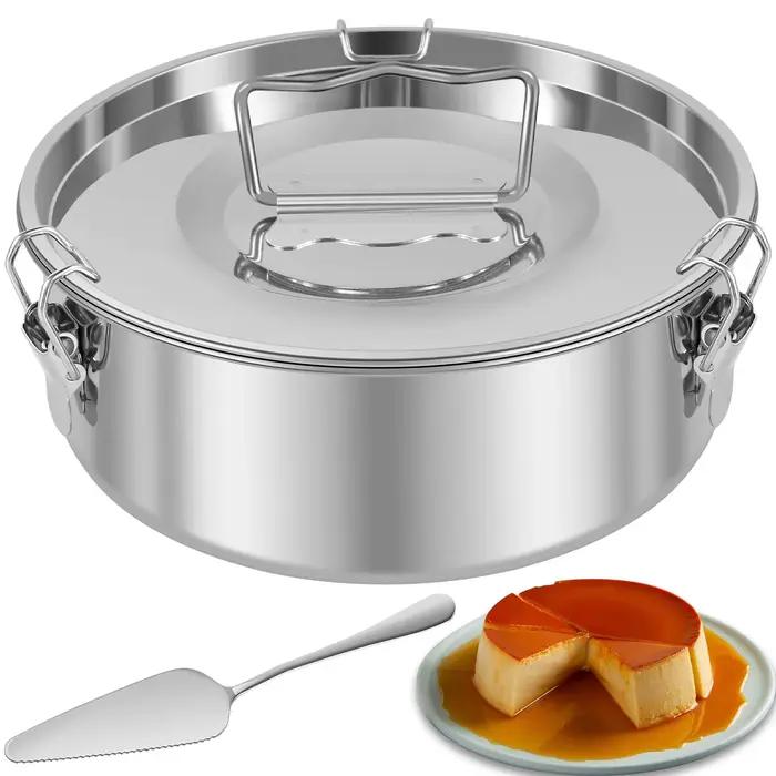 Moule à flan 304 en acier inoxydable, cuisson de gâteaux, poêle à flan avec spatule, moule à flan Po