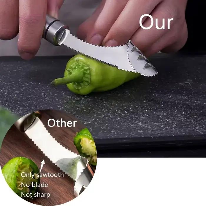 Corer de Chili en acier inoxydable, dissolvant de graines de courge amère, couteau de creusement de