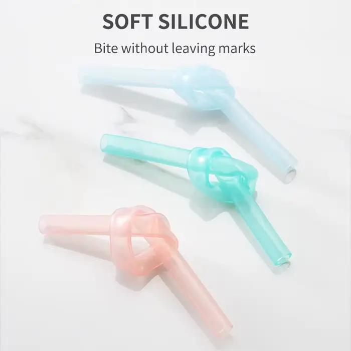 Pailles transparentes en Silicone, 6 pièces, réutilisables, de qualité alimentaire, pliables, droite