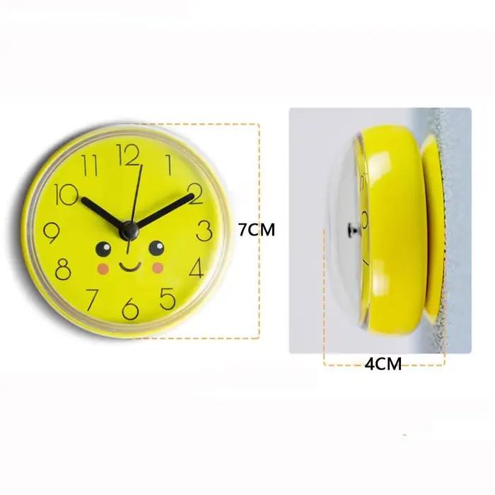 Mini ventouse horloge murale salle de bain Anti-buée étanche 7cm cuisine toilette petite horloge de