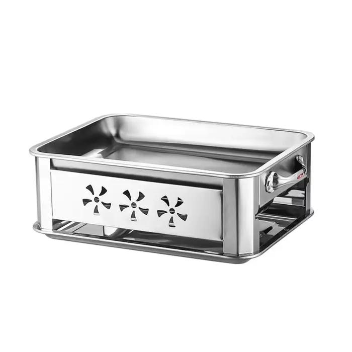 Grill à poisson rectangulaire en acier inoxydable, Pot de barbecue coréen robuste, poêle à poisson g