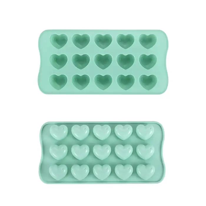 Moule à chocolat en Silicone tridimensionnel en forme de cœur, 15 trous, grille de glace, Mousse, bo