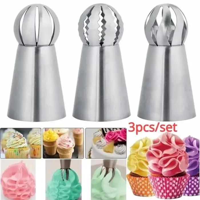 Buse de glaçage russe en acier inoxydable, 3 pièces/ensemble, outils de décoration de gâteau
