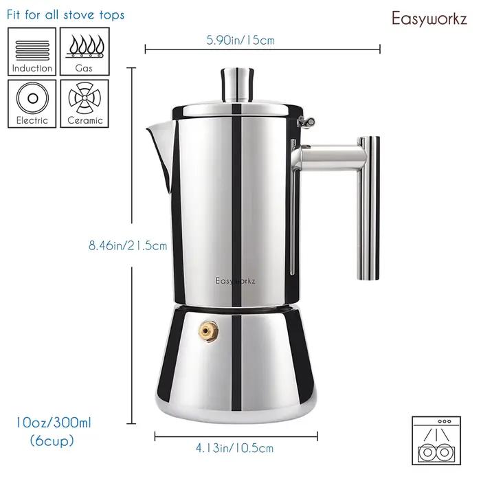 Easyworkz Diego cuisinière Machine à expresso en acier inoxydable Machine à café italienne Machine à