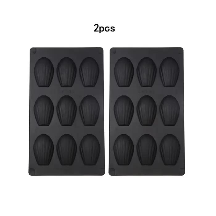 Lot de 2 moules à madeleines en silicone à 9 cavités, plaque de cuisson antiadhésive pour faire des