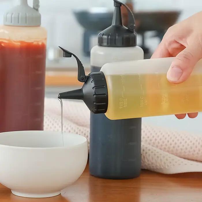 Grands bouteilles de condiments à presser de 175ML/350ML, avec buses, Ketchup, Sauces barbecue, bout