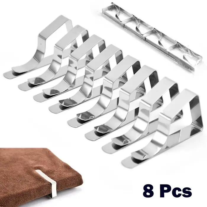 Pinces à nappe rondes en acier inoxydable, 8 pièces, pour couverture de Table de pique-nique de mari