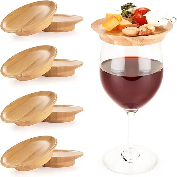 1 pièces bambou verre à vin Topper sous-verres plaque verre à vin Charcuterie conseil Topper pour le