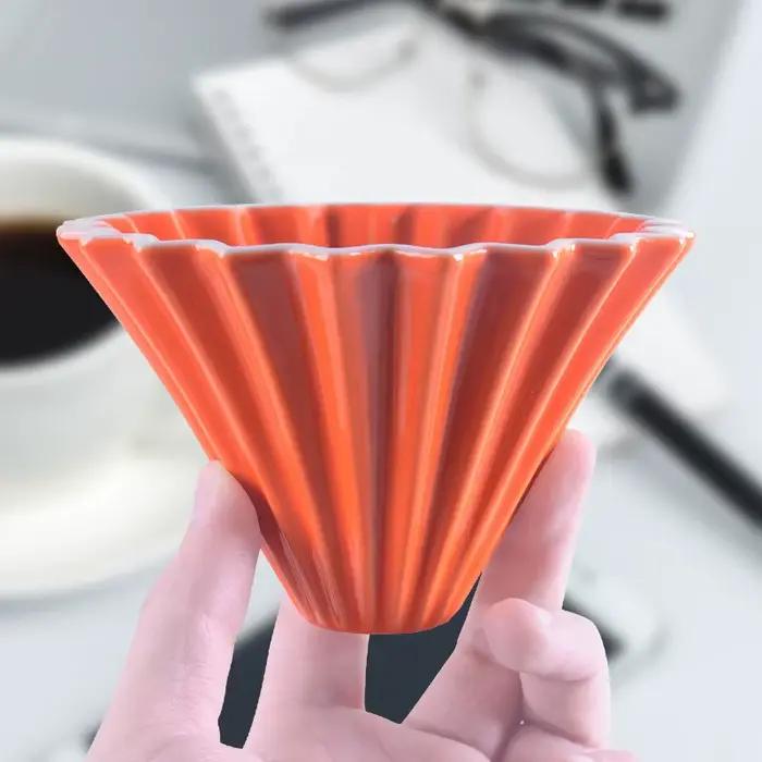 Goutteur de café en céramique, verser sur cafetière, Origami fait à la main, tasse filtrante en form