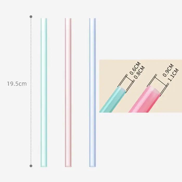 Pailles transparentes en Silicone, 6 pièces, réutilisables, de qualité alimentaire, pliables, droite