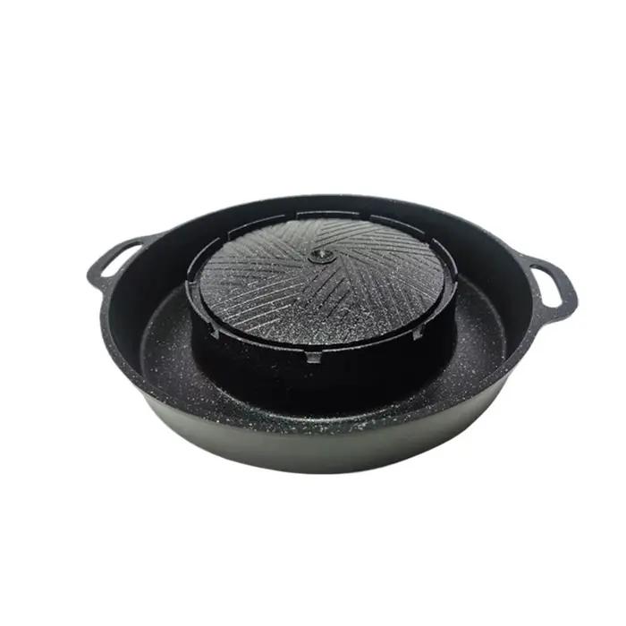 Poêle à Cassette coréenne antiadhésive en alliage d'aluminium, poêle ronde Shabu grillée, marmite av