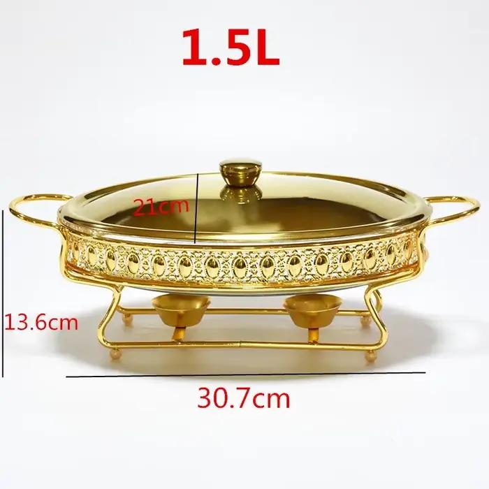Plat de service en verre en acier inoxydable, petit réchaud, chauffe-plats, Buffet de luxe, ovale do