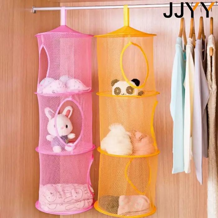 JJYY Net suspendu multicouche stockage Cage suspendue cylindrique stockage sac suspendu porte murale