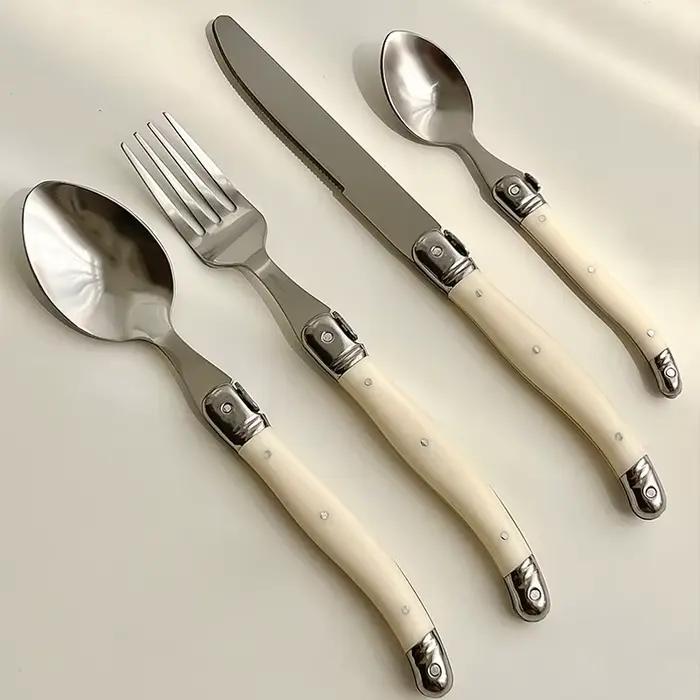 Laguiole – ensemble de couverts, couteau à Steak, fourchette, cuillère à dîner, cuillère à café, cou