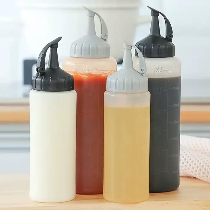 Grands bouteilles de condiments à presser de 175ML/350ML, avec buses, Ketchup, Sauces barbecue, bout