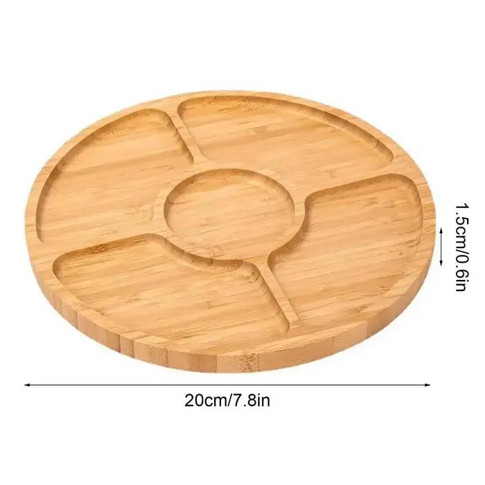 Plateau à fruits rond en bambou, assiette à fruits à cinq compartiments pour collations, Fruits, noi