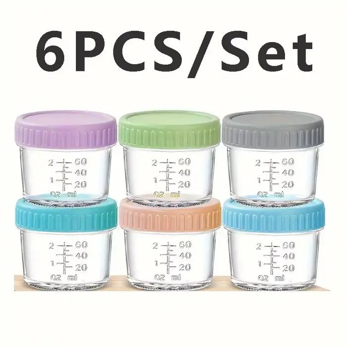 Lot de 6 pots en verre de 120 ml de qualité alimentaire pour bébés, avec mesures, pour flocons d'avo