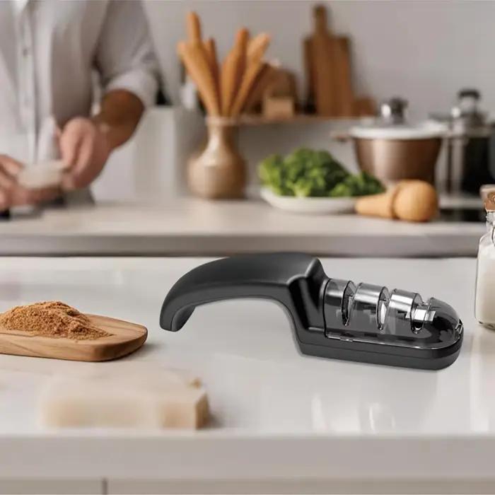 Affûteur de couteaux manuel professionnel, outil de cuisine polyvalent Portable avec roues en diaman