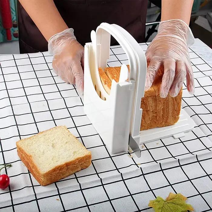 JXSLICER-Machine à trancher le pain de toast réglable, outils pliables en plastique, guide de coupe