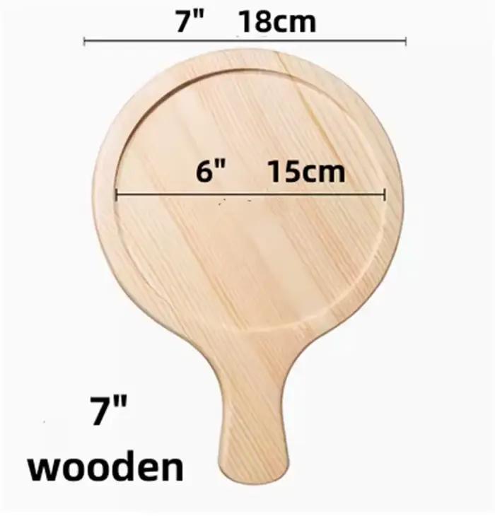 Planche à Pizza ronde en bois avec poêle à main, plateau de cuisson, planche à découper en pierre, p