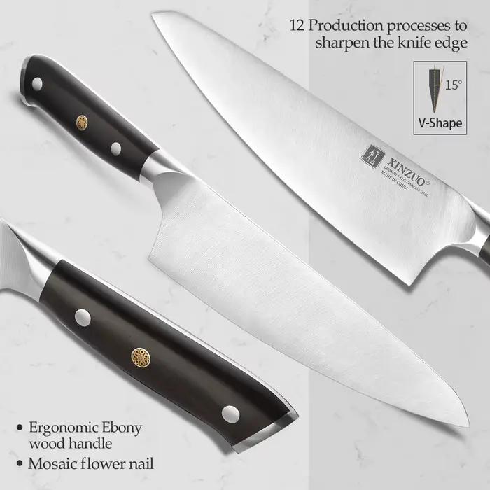 XINZUO 1 pièce-5 pièces ensemble de couteaux de cuisine allemand 1.4116 acier Chef couperet Santoku