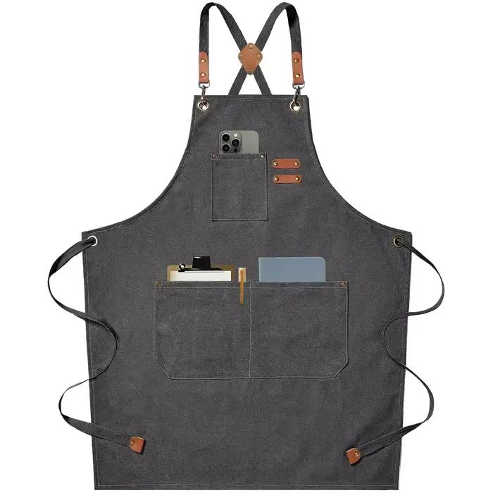 Tabliers de cuisine en toile pour femmes et hommes, nouvelle mode, tablier de travail de Chef pour g