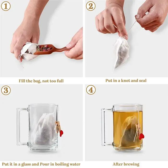 JJYY-Sachets Filtrants pour Infuseur à Thé, Sachets de Thé au Poulet avec Ficelle, Scellé, Tissu Non