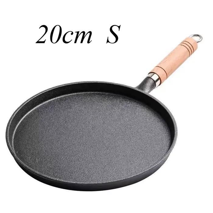 Poêle à frire en fonte de 26cm, Non revêtue, antiadhésive, pour crêpes aux œufs, crêpière, Steak, po