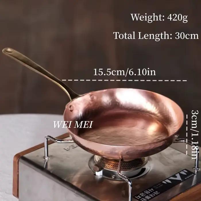 Poêle à steak et à œufs en cuivre vintage artisanale, pour la maison et l'extérieur, avec poignée su