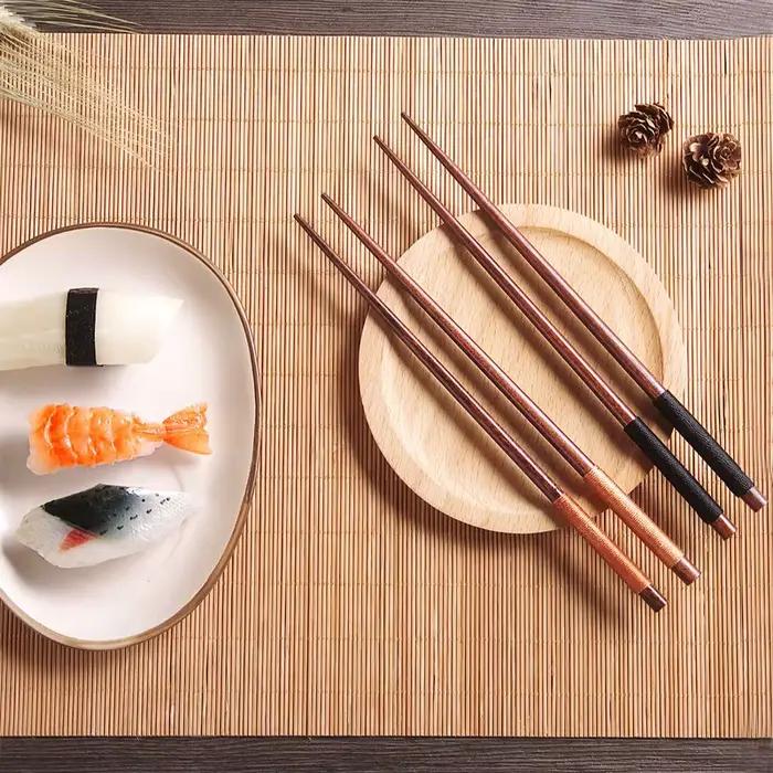 Ensemble de baguettes à Sushi en bois de châtain naturel japonais fait à la main, cadeau de valeur,
