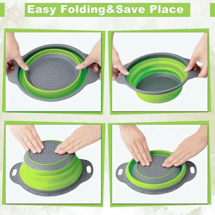 Panier de nettoyage et d'égouttage en silicone pour légumes et fruits, panier de nettoyage pliable 1