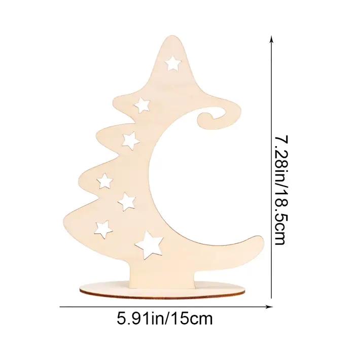 Tranches de bois de Noël avec support, artisanat d'arbre de Noël créatif, ornements d'étoile, décora