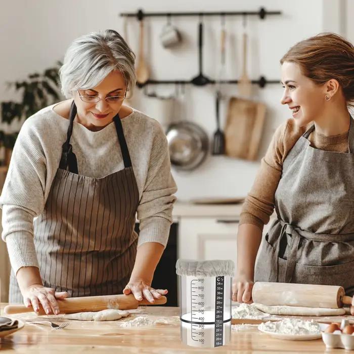 Pot de démarrage de pâte 900ml, récipient de Fermentation au levain, pot en verre transparent avec c