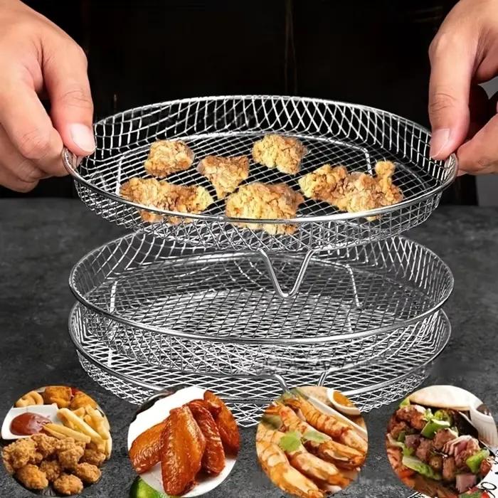 Accessoire pour friteuse à air en acier inoxydable, lot de 3 supports pour friteuse à air, grille de
