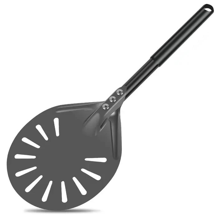 Pelle à Pizza Perforée en Aluminium avec Long Manche, Rotateur Antiadhésif pour la Maison