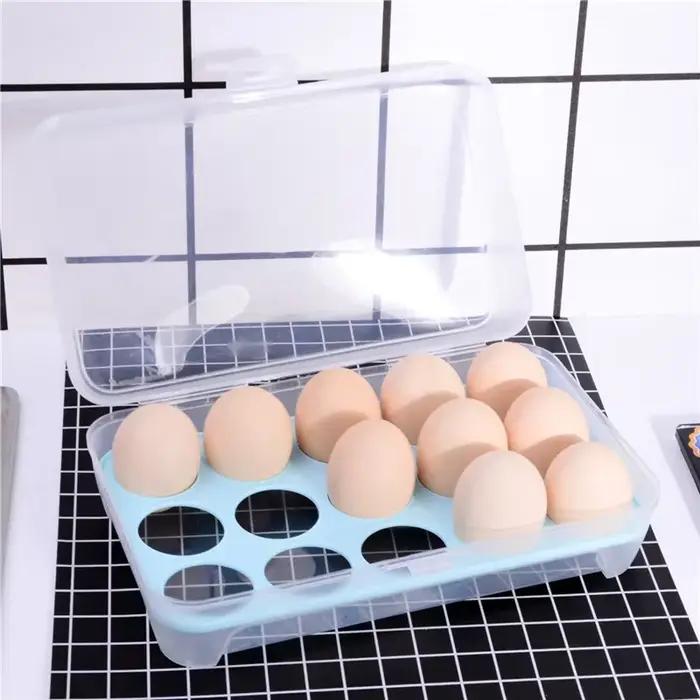 Boîte de rangement d'œufs à 15 grilles, plateau avec couvercle, tiroir, Carton d'œufs, étuis en PP,
