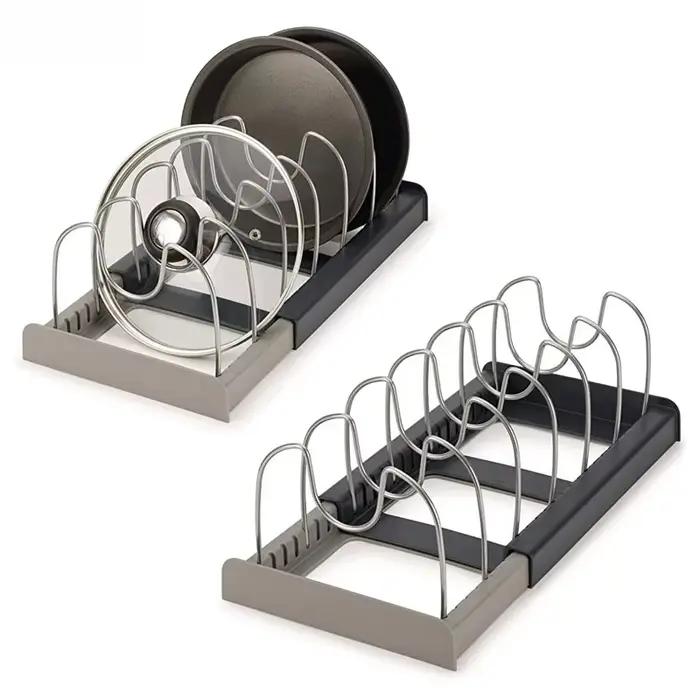 Organisateurs d'armoires de cuisine à 6 grilles pour casseroles et poêles, support de rangement exte